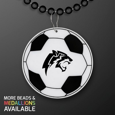 Soccer Ball Medallion with Black Beaded Necklace (Non Light Up) - PRINTED