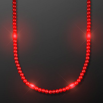 LED Red Light Up Mardi Gras Beads - BLANK