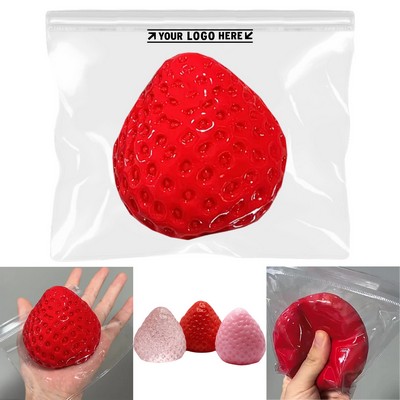 Strawberry Shaped TPR Stress Relief Squeeze Ball Toy