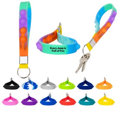 Push Pop Fidget Wrist Strap Keychain