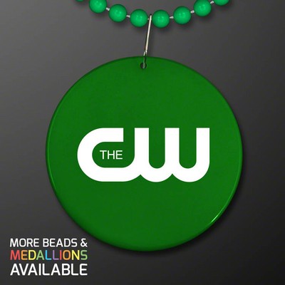 Green Medallion with Beaded Necklace (Non Light Up) - PRINTED