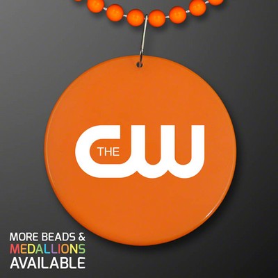 Orange Medallion with Beaded Necklace (Non Light Up) - PRINTED