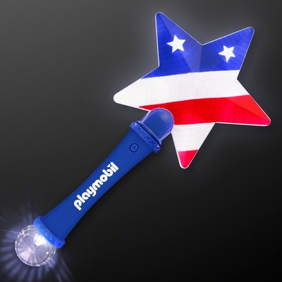 US Flag Star Light Up Wand 10.25" - PRINTED