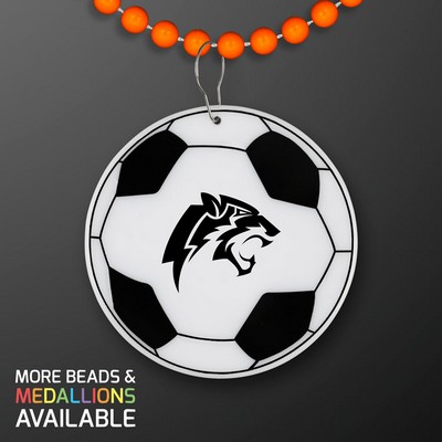 Soccer Ball Medallion with Orange Beaded Necklace (Non Light Up) - PRINTED